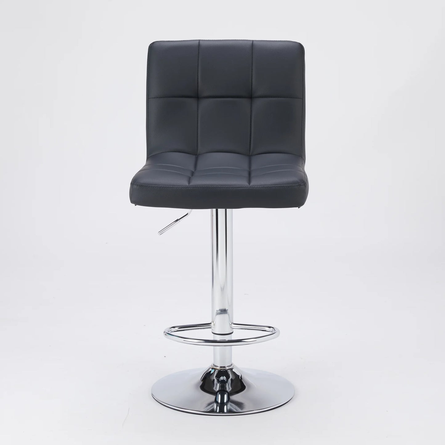 Bar Stools Set of 2, Modern Adjustable Armless Swivel Counter Stools with PU Leather, Black