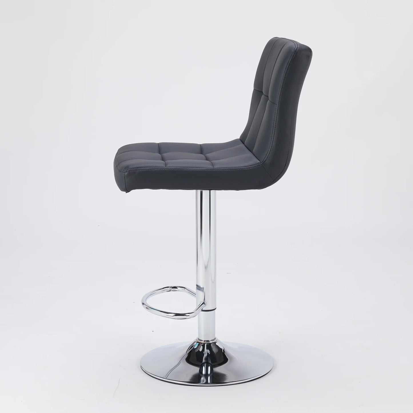 Bar Stools Set of 2, Modern Adjustable Armless Swivel Counter Stools with PU Leather, Black