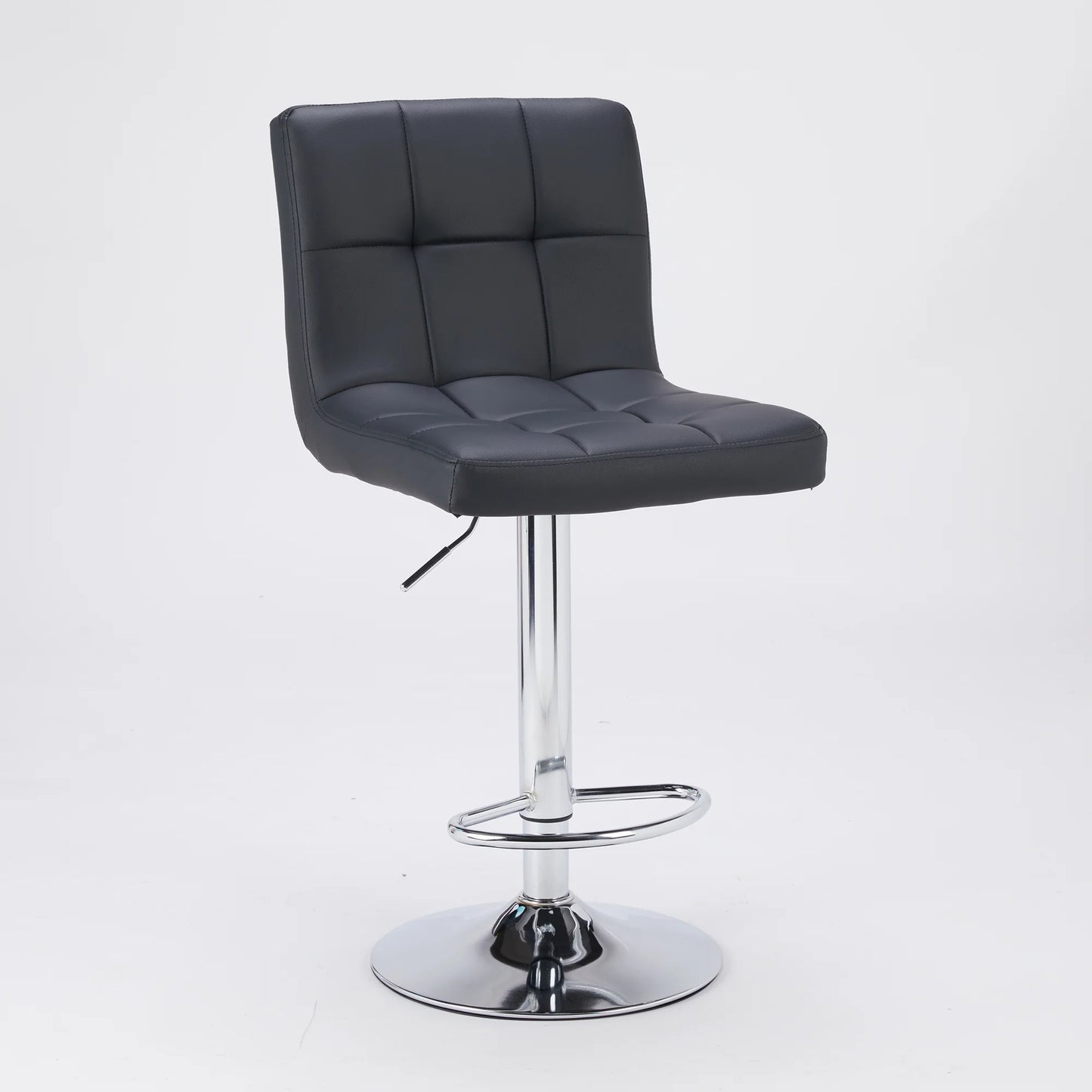 Bar Stools Set of 2, Modern Adjustable Armless Swivel Counter Stools with PU Leather, Black