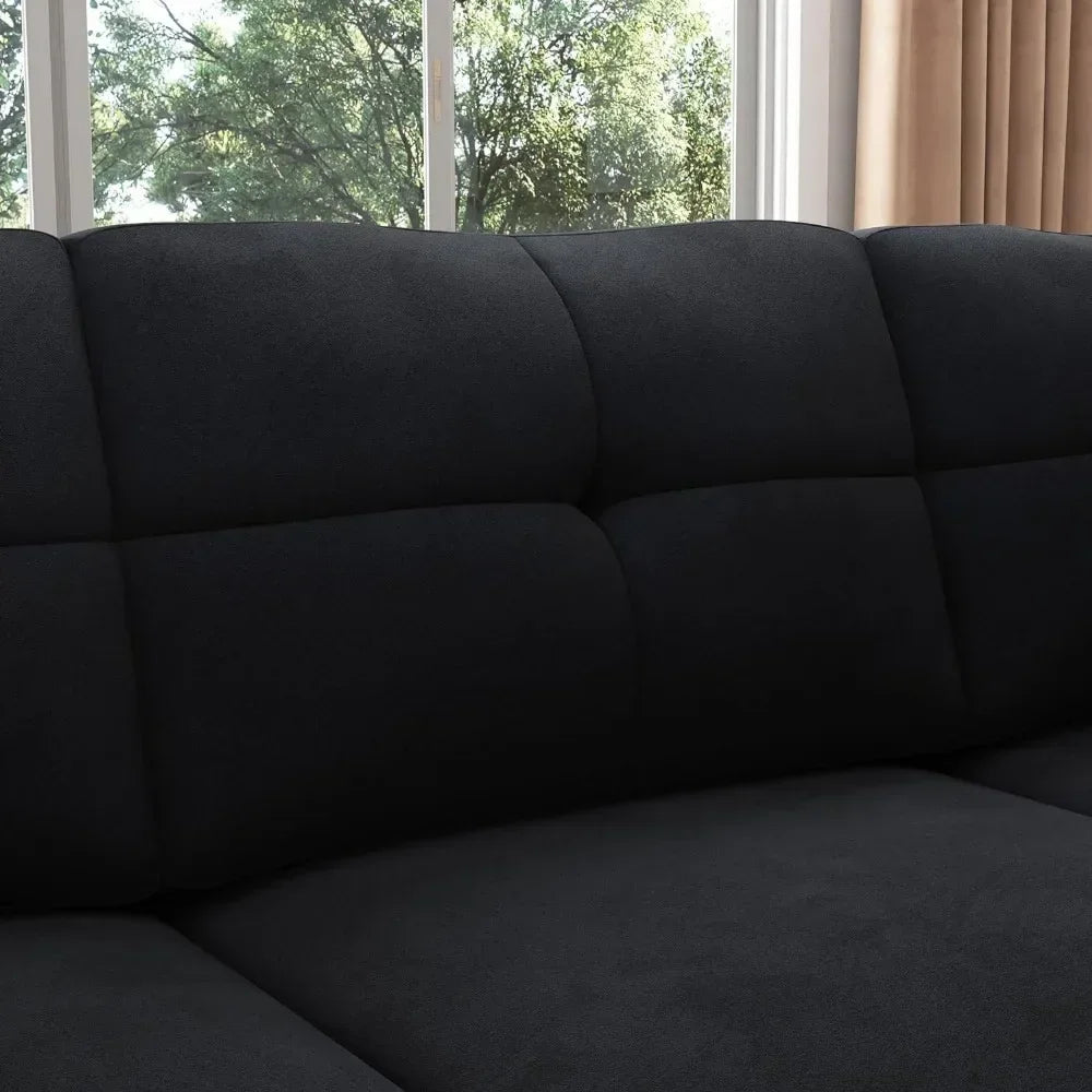 KATE Velvexa Modern Velvet Reversible Sectional Sofa | Convertible L-Shaped Couch – 82.7″ W