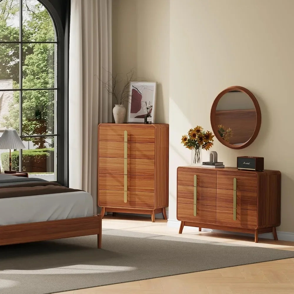 AITANA Mid-Century Modern 6-Drawer Dresser - Cherry Finish - 47.3" Wide