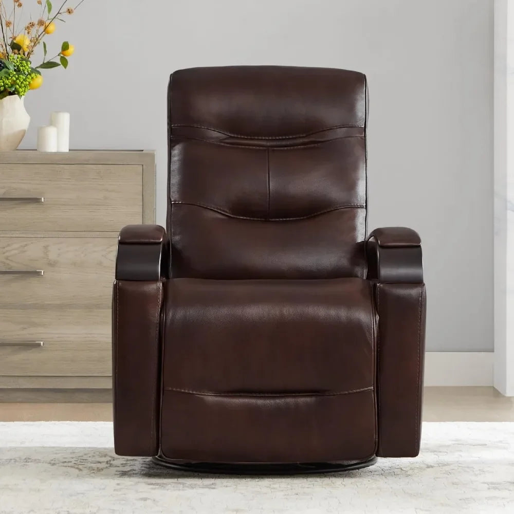 FAITH Genuine Leather Power Swivel Glider Rocker Recliner with USB Ports-31.5" W