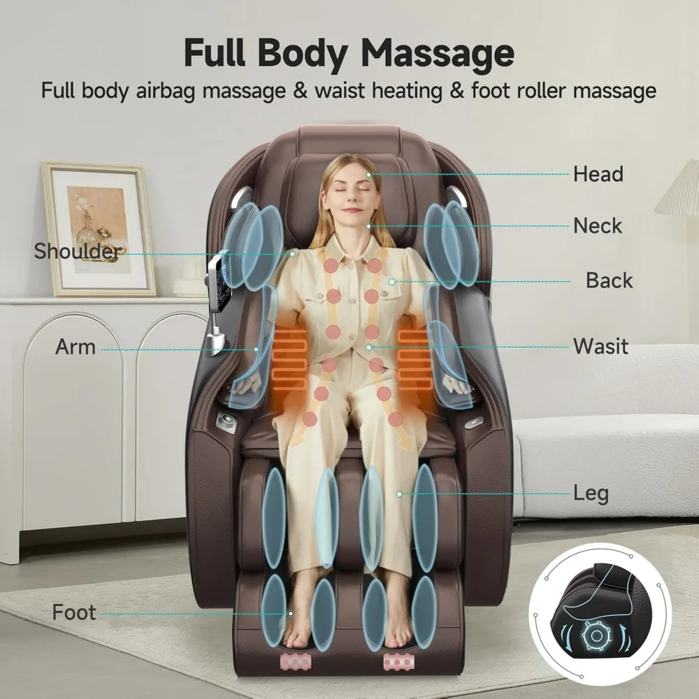 BLAKE Full Body Zero Gravity SL-Track Shiatsu Massage Chair with APP Control-28.34" W