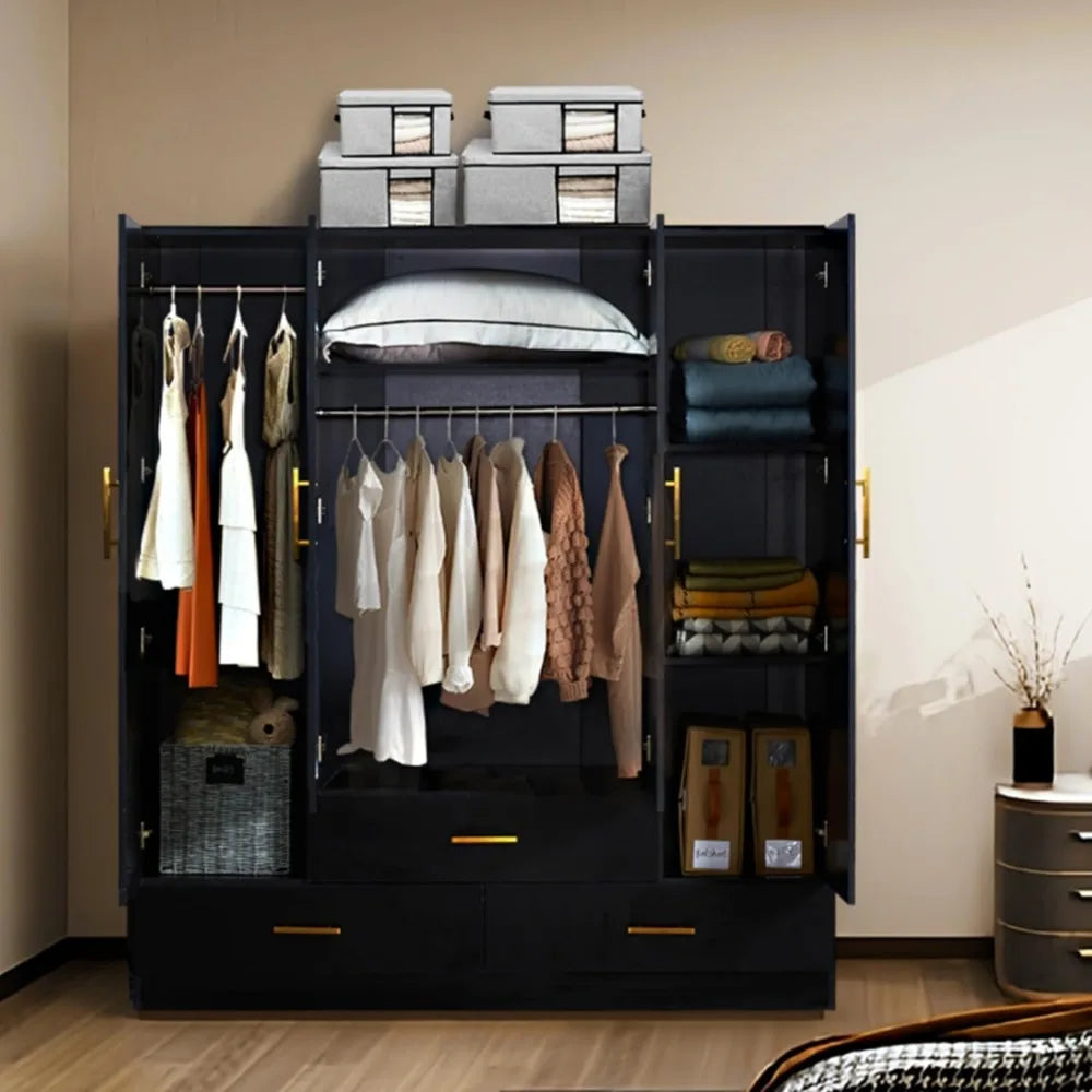 JULIETA Moderno Luxe Armoire Wardrobe Closet with Mirror – Storage Cabinet – 63'' Wide