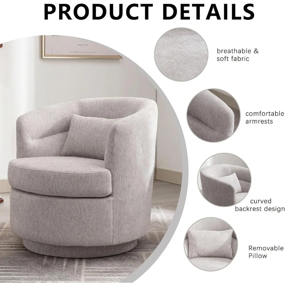 VINCENT Averly Modern Swivel Barrel Accent Chair – 29"W