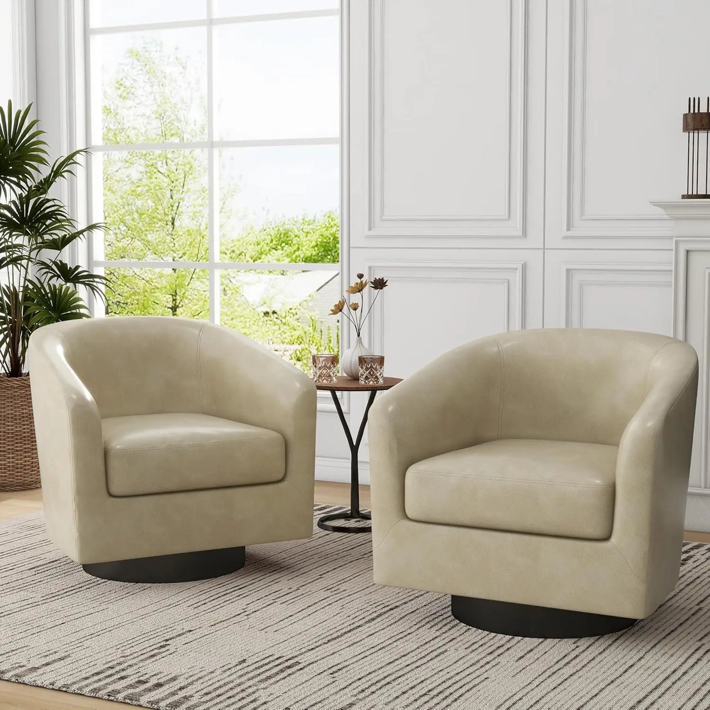 VINCENT Swivel Barrel Accent Chairs Set of 2 – Modern Armchair - 28.79" W