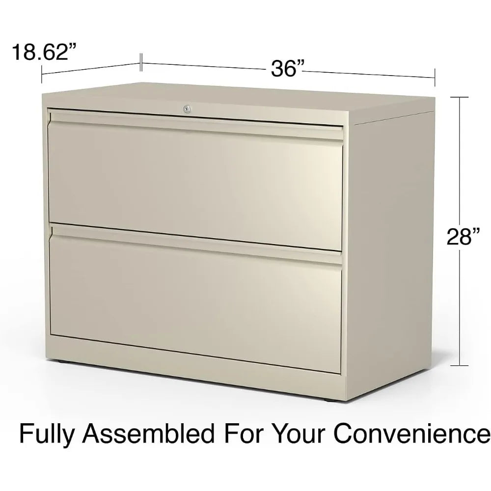 CHARLIE Classic Putty Metal Filing Cabinet - 2-Drawer Lateral File Cabinet – 36" W