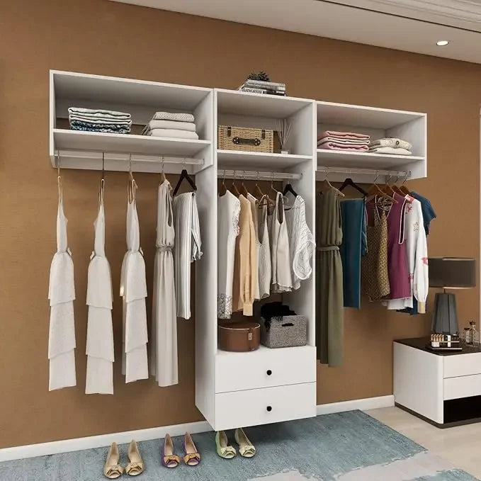 BRIELLA Modular Wardrobe Closet System – Walk-In Organizer with Drawers, Shelves & Hanging Rods