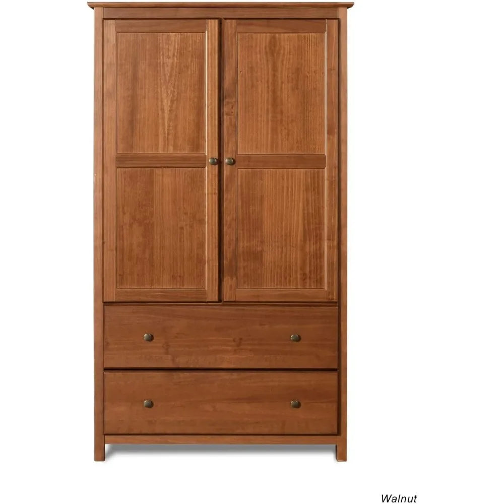 FRANCES Shaker Classic Solid Wood Wardrobe Closet – 41.25"W Bedroom Organizer