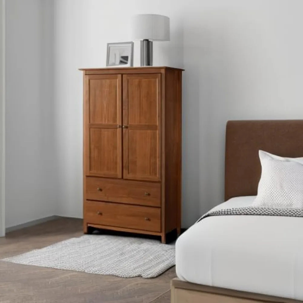 FRANCES Shaker Classic Solid Wood Wardrobe Closet – 41.25"W Bedroom Organizer