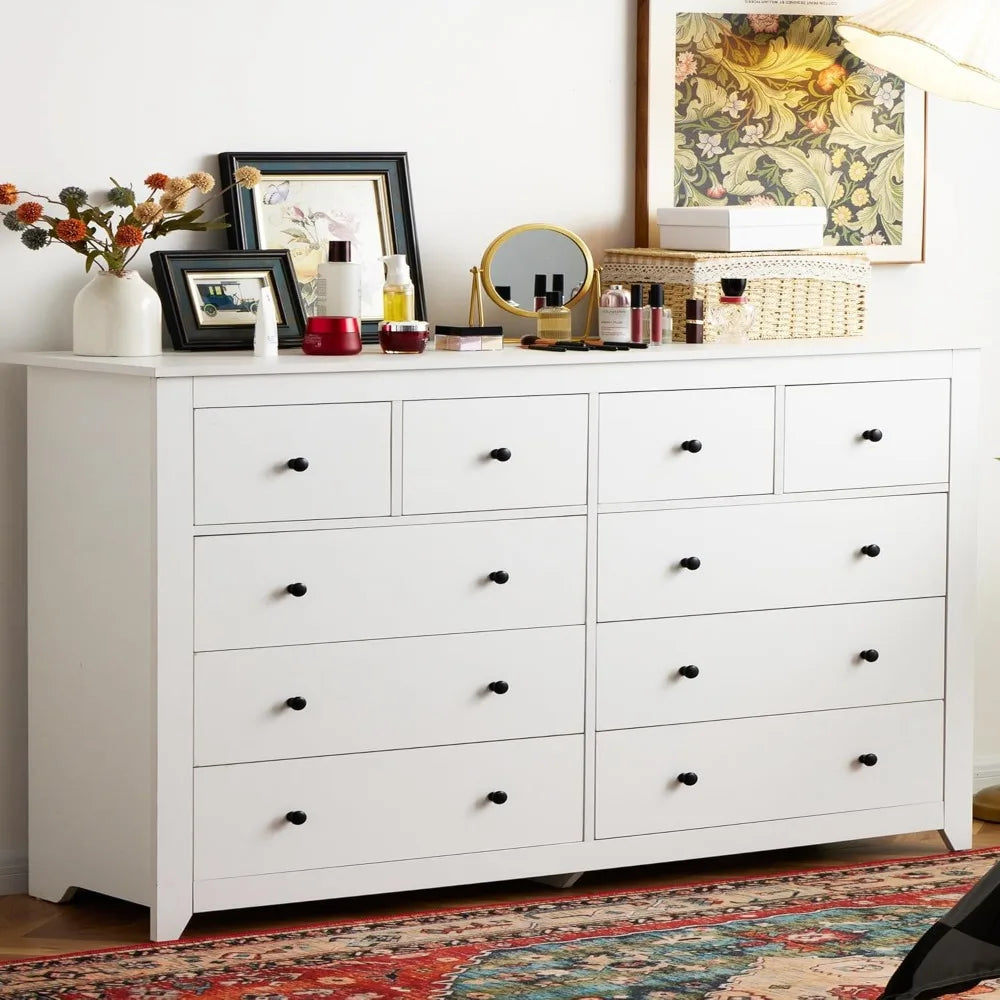 KAILANI Modern Minimalist 10-Drawer Dresser - Wide Storage Chest for Bedroom & Living Room - 52.2''