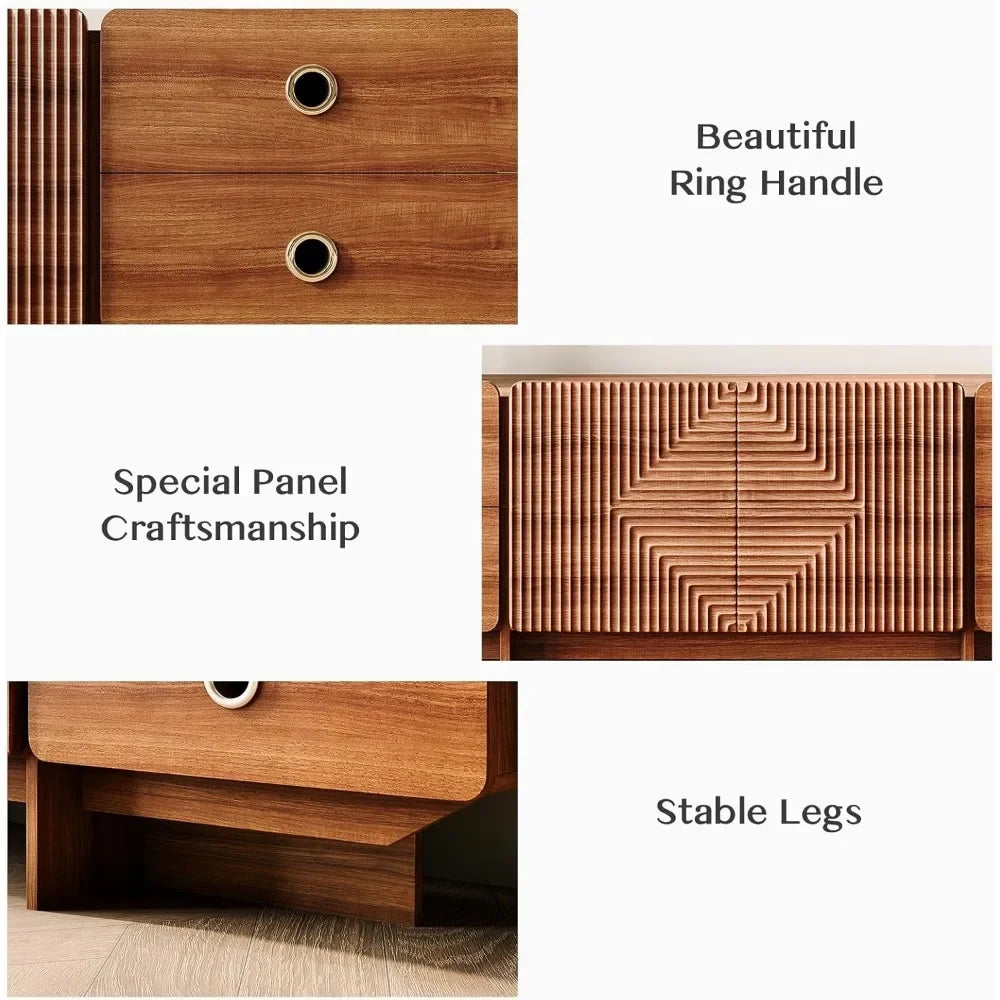 BRANDON Mid Century Modern TV Stand with 4 Drawers - 66"