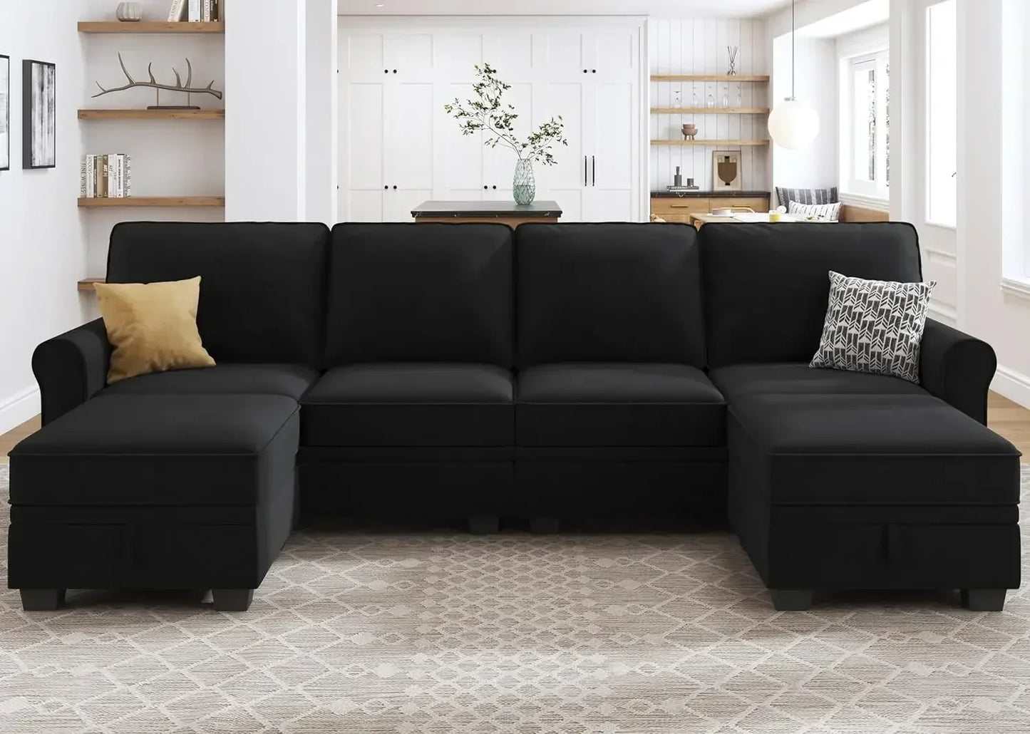 EMERY Modern U-Shaped Sectional Sofa – Convertible 6-Seater Couch | 102.4"W