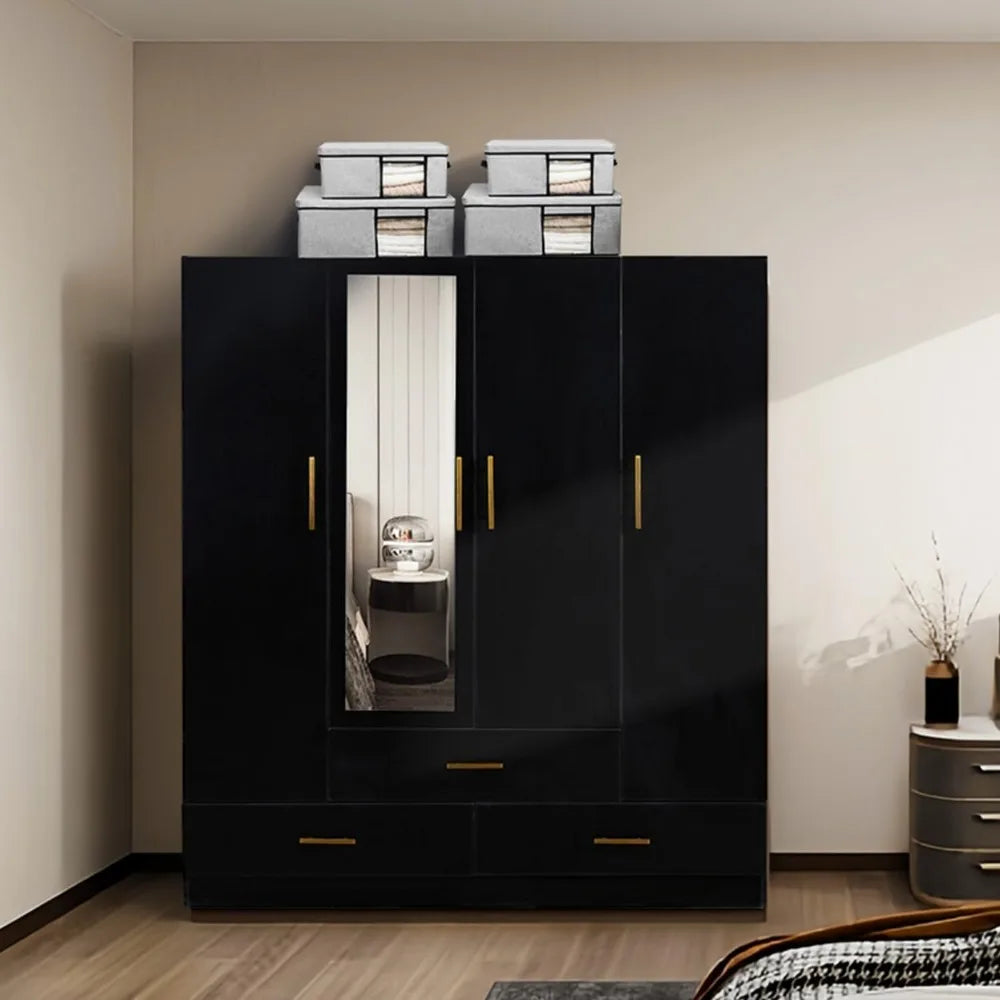 JULIETA Moderno Luxe Armoire Wardrobe Closet with Mirror – Storage Cabinet – 63'' Wide