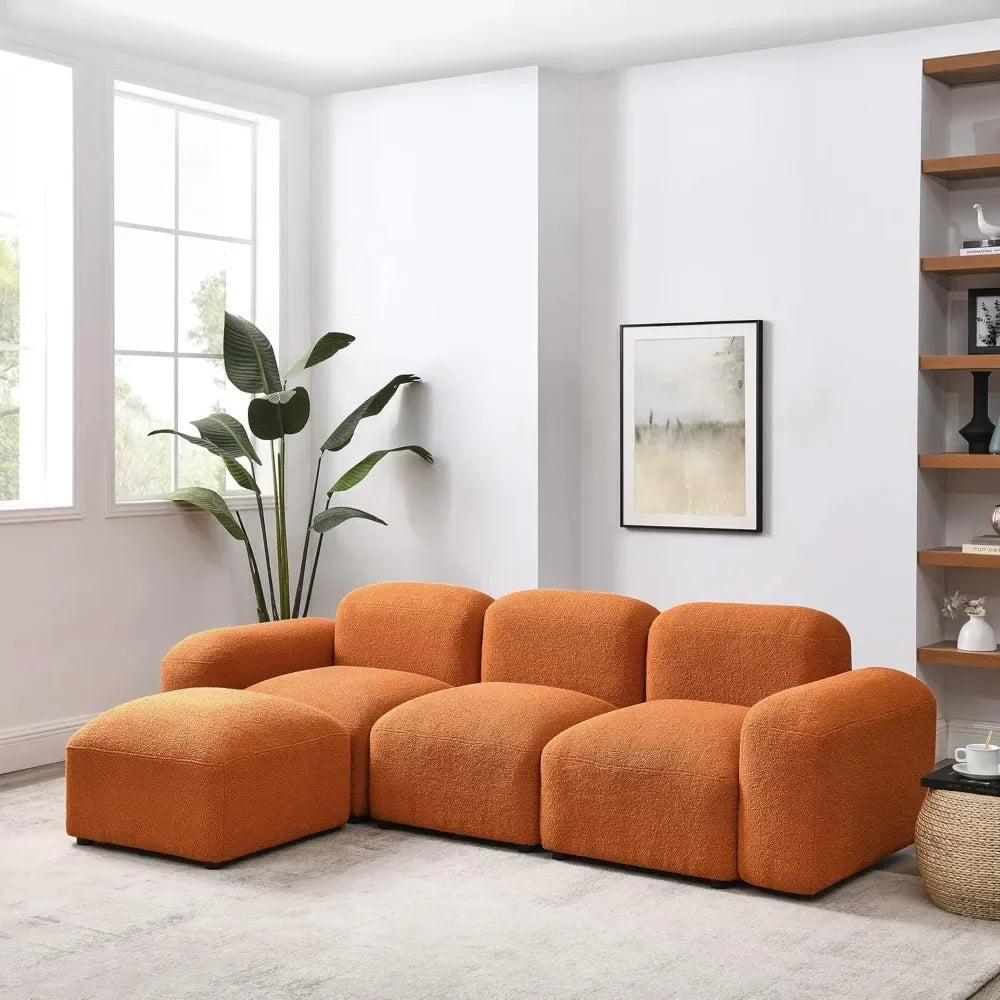 PEYTON Morocco Style Modular L-Shaped Minimalist Sectional Sofa – Convertible Couch | 94.5"W