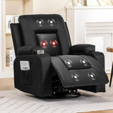 NORA Swivel Rocker Recliner Chair - Massage & Heat - Modern Faux Leather - 24" W