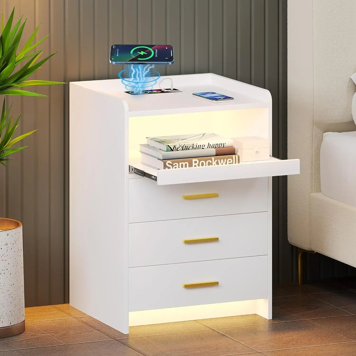 TRINITY Smart Nightstand with RGB Lights & Wireless Charging