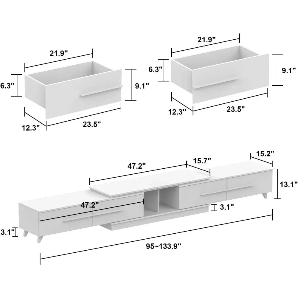 COLTON Modern TV Console with Adjustable Length – (95-134 inches)