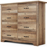 BLAKE Rustic Farmhouse 8-Drawer Dresser - Wooden Bedroom Storage Chest - 40'' Wide
