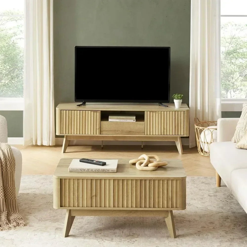 SERENITY Brooklyn Mid-Century Modern TV Stand – 57"W
