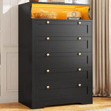 JULIET Modern LED Bedroom Dresser with 5 Drawers - 31.5'' Wide
