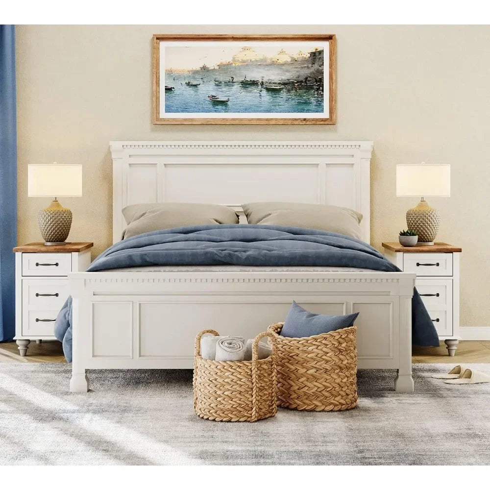LILLIANA Wood Nightstand with Charging Station and Storage Cabinet – 14.9” Wide