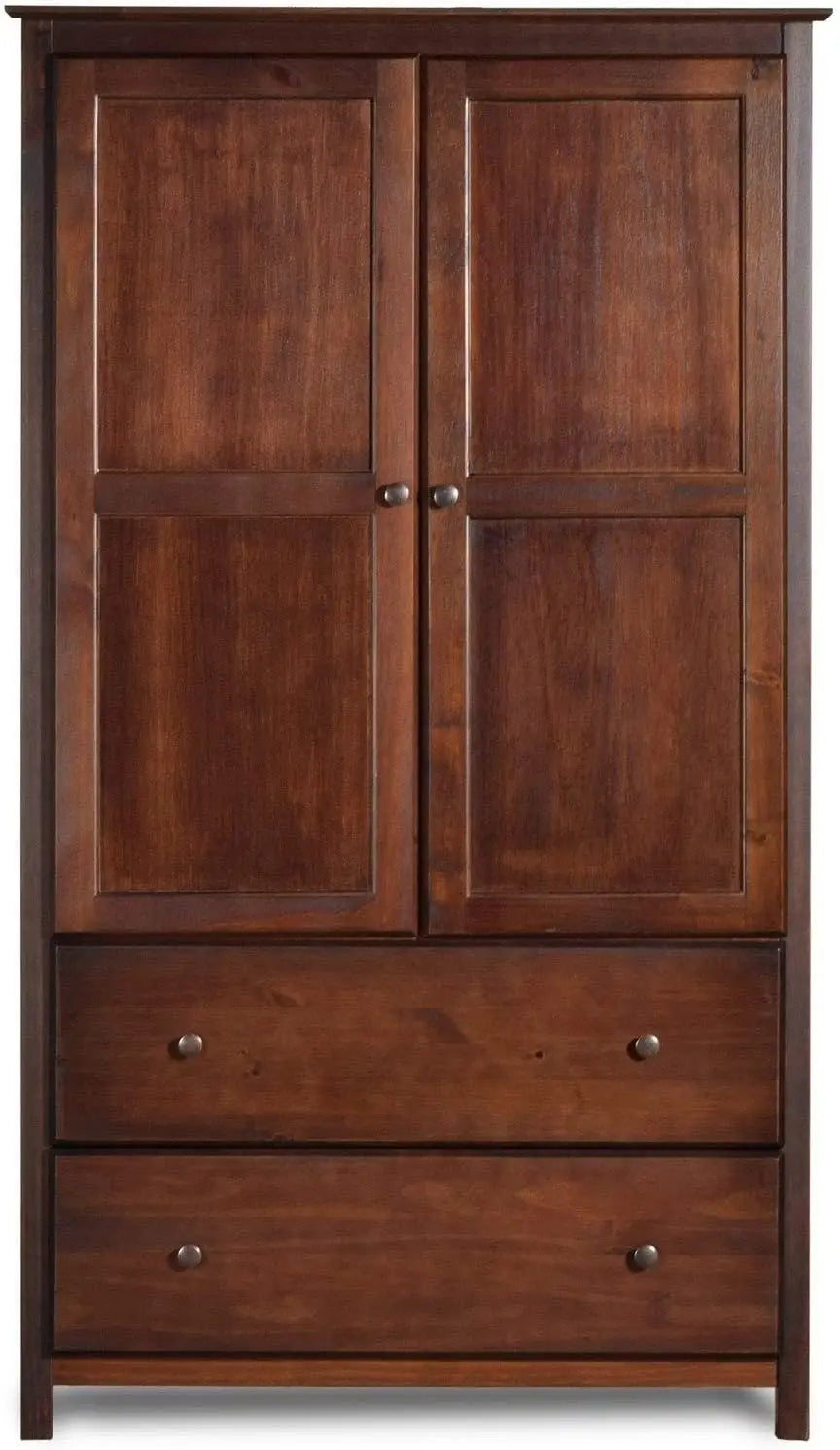 HELEN Wood Wardrobe Armoire – 2-Door Cherry Finish Clothing Cabinet