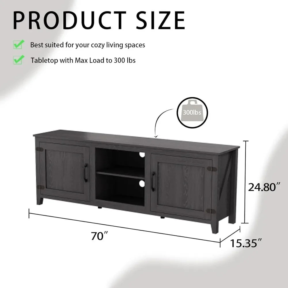 THOMAS Farmhouse TV Stand Modern Entertainment Center with – 70" W