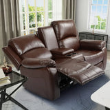 JASMINE Minimalist Modern Reclining Sofa with Storage Console, Double Recliner - 36" W
