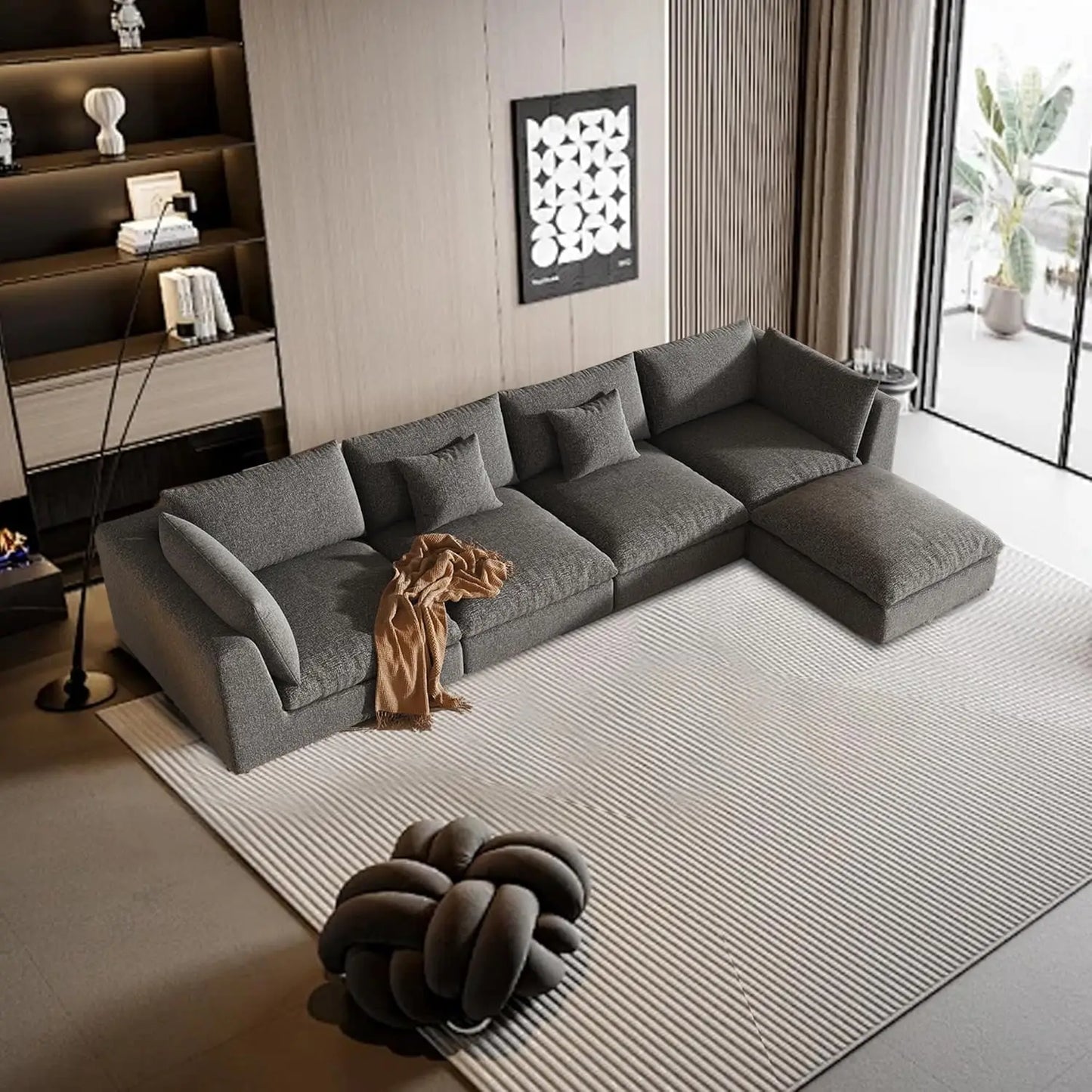 ZACHARY Modular Sectional Sofa - Cloud-Inspired Oversized Deep Seat Couch - 163"