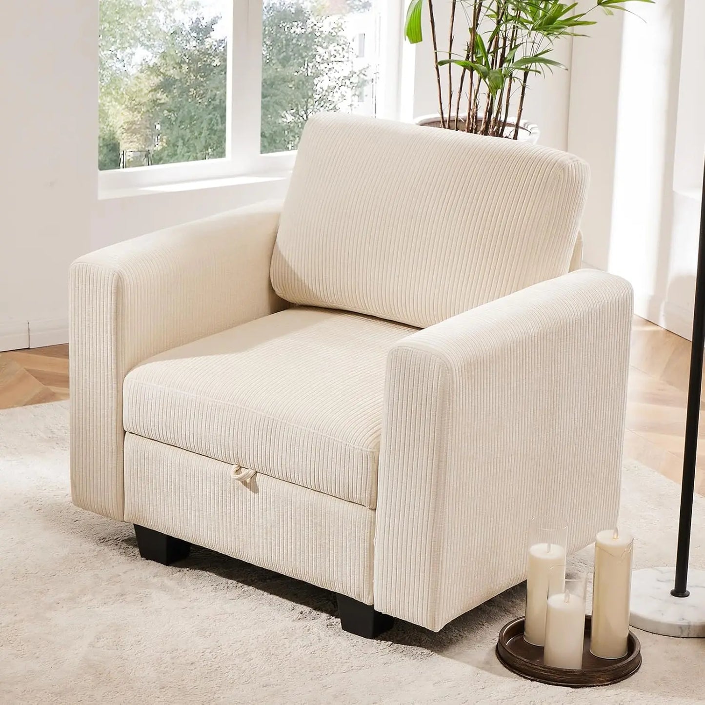 ERIC Solera Modern Oversized Accent Armchair with Storage – 38.5"W