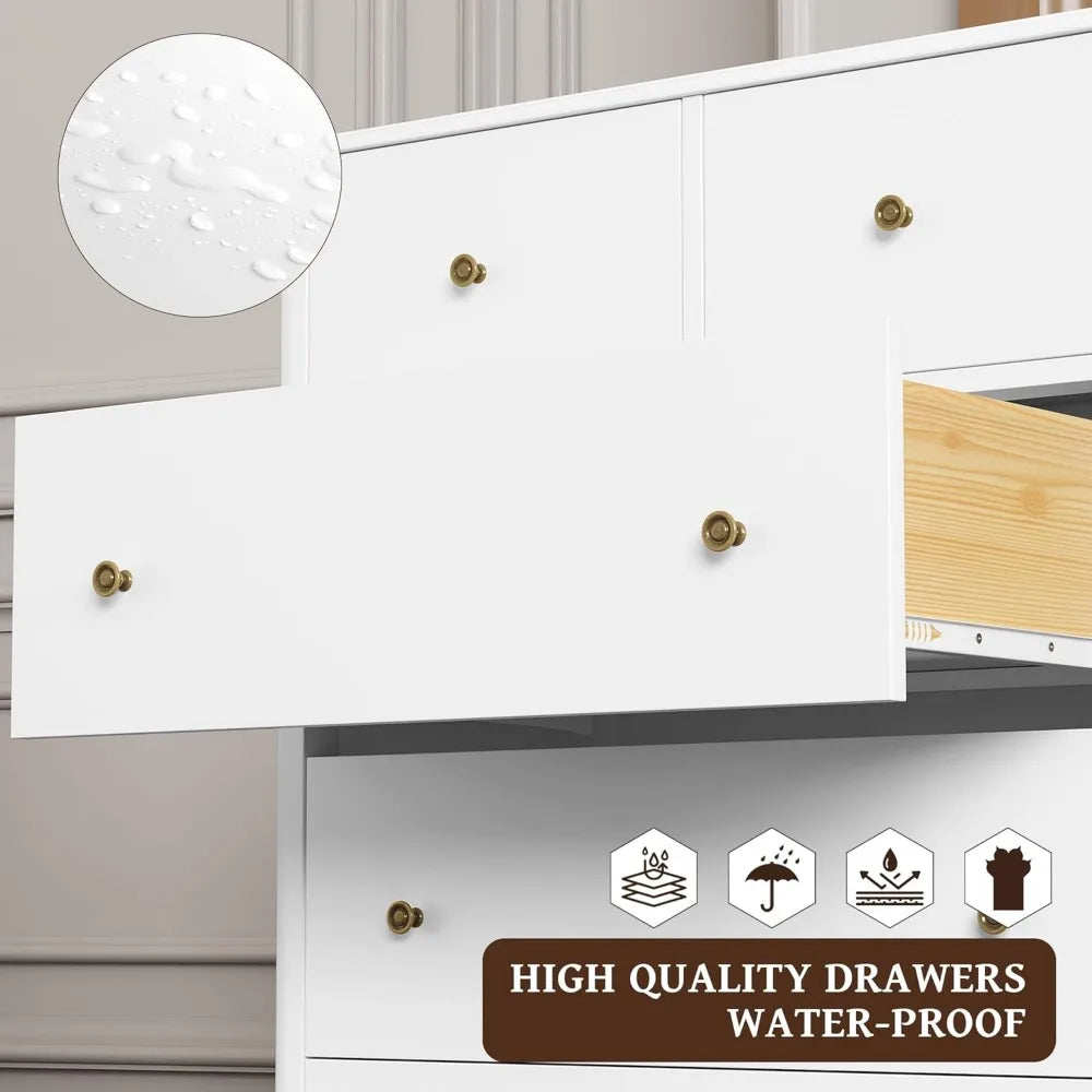 LENNON Classic 5-Drawer Wooden Dresser - Minimalist Tall Storage Chest - 29''