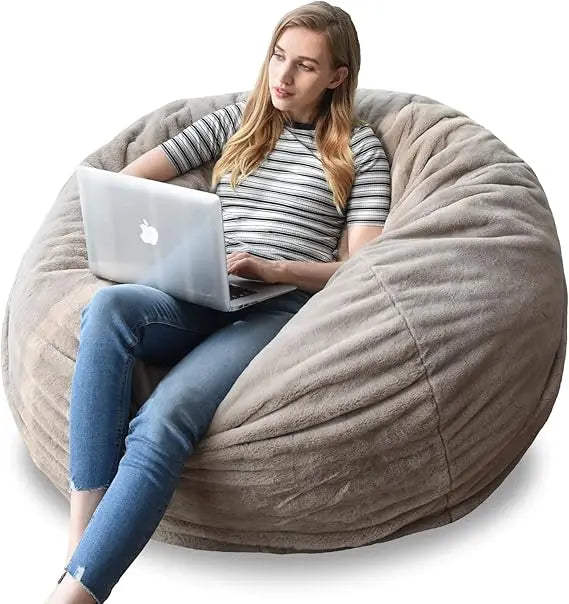 SAIGE LuxeFur 4FT Faux Fur Bean Bag Cover – Plush Lounge Chair Style | 47'' W