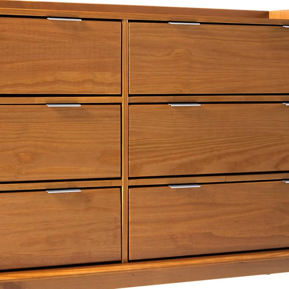 MAISIE Modern Solid Wood 6-Drawer Dresser with Gallery-Top - 53.5'' Wide