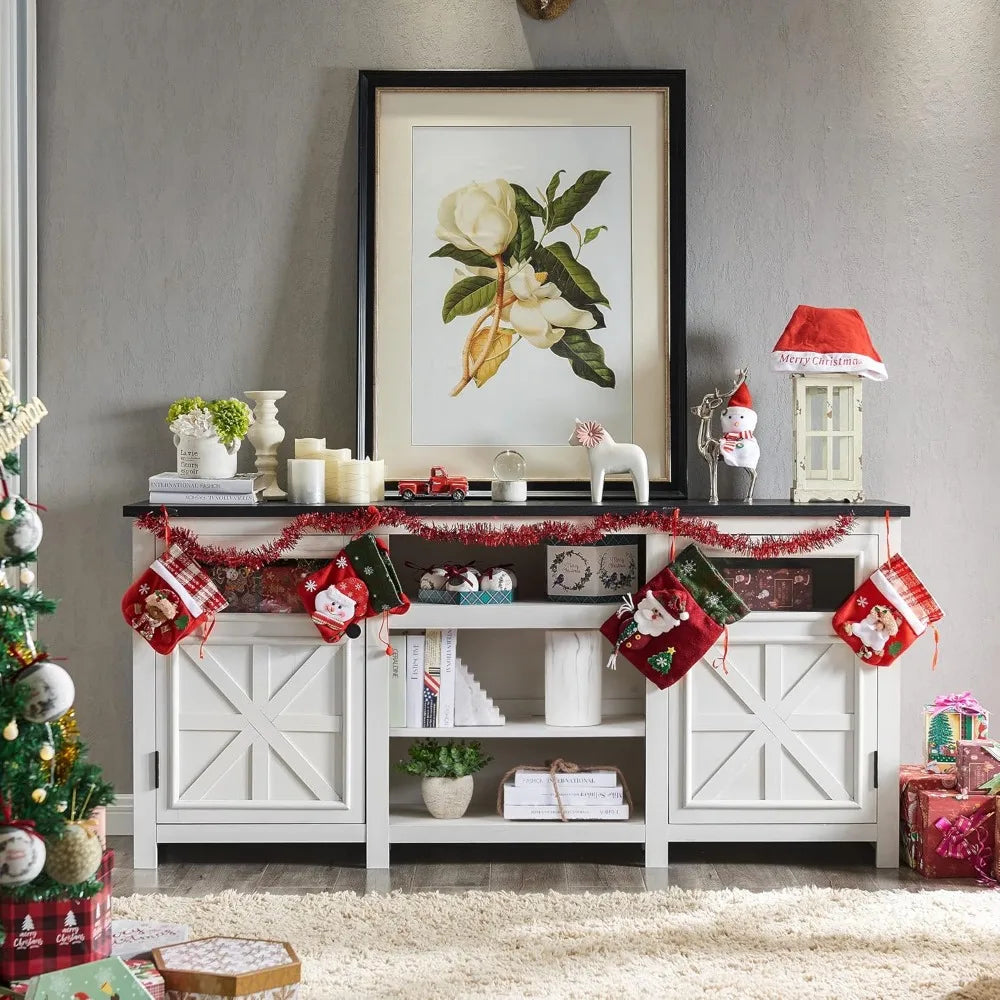 MADELYN Rustic Modern TV Stand with Barn Doors - 66"W