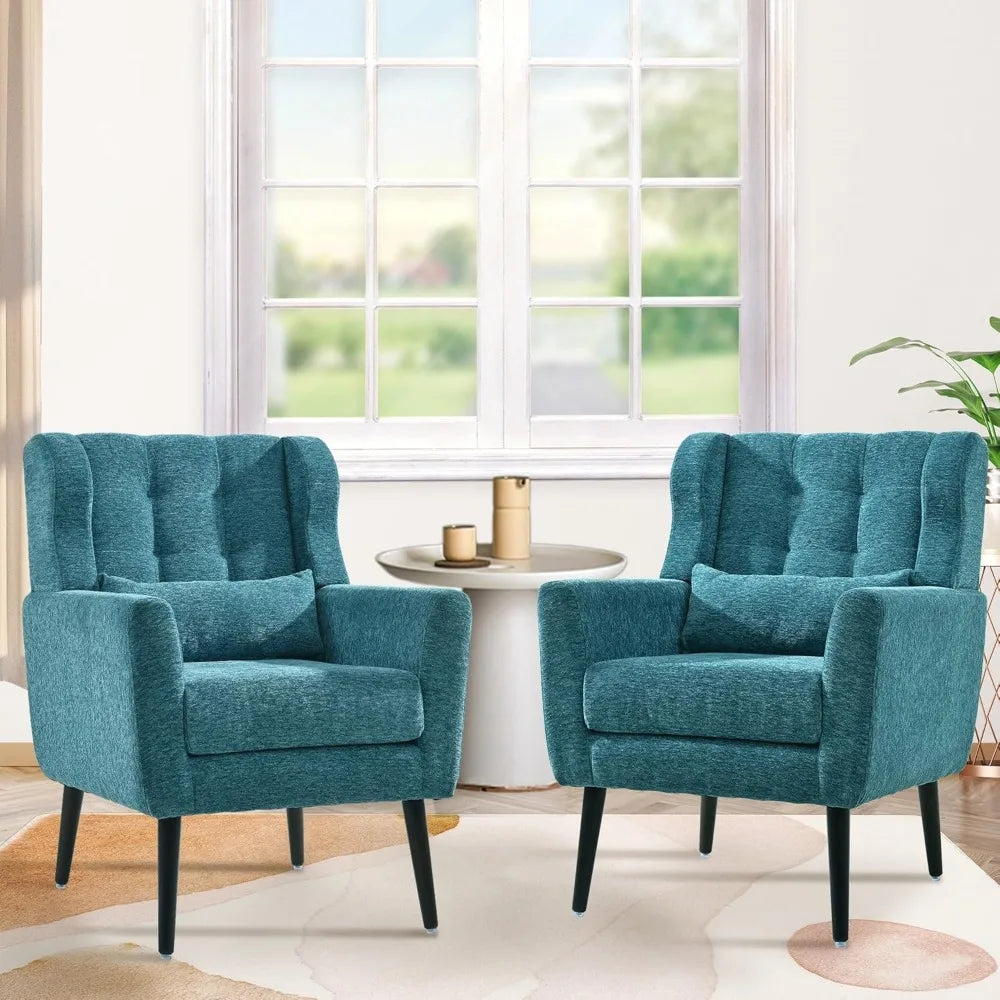 ALEX Lunara Modern Upholstered Lounge Accent Chair Set – 25.5" W