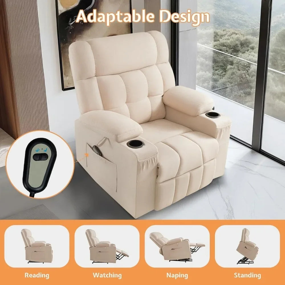 JAXSON Large Power Lift Recliner Chair for Adults, Electric Recliner Sofa with Cupholder, Modern Style - 37.4'' W