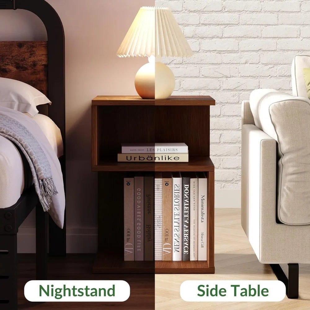 LAURA Tokyo S Minimalist 3-Tier End Table - Japanese-Inspired Bedside Nightstand - 15.7''