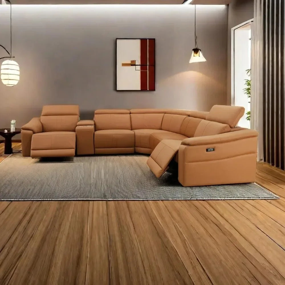 NORAH Modern Reclining Sectional Sofa with Console Storage – Sectional Couch – 225.5" W