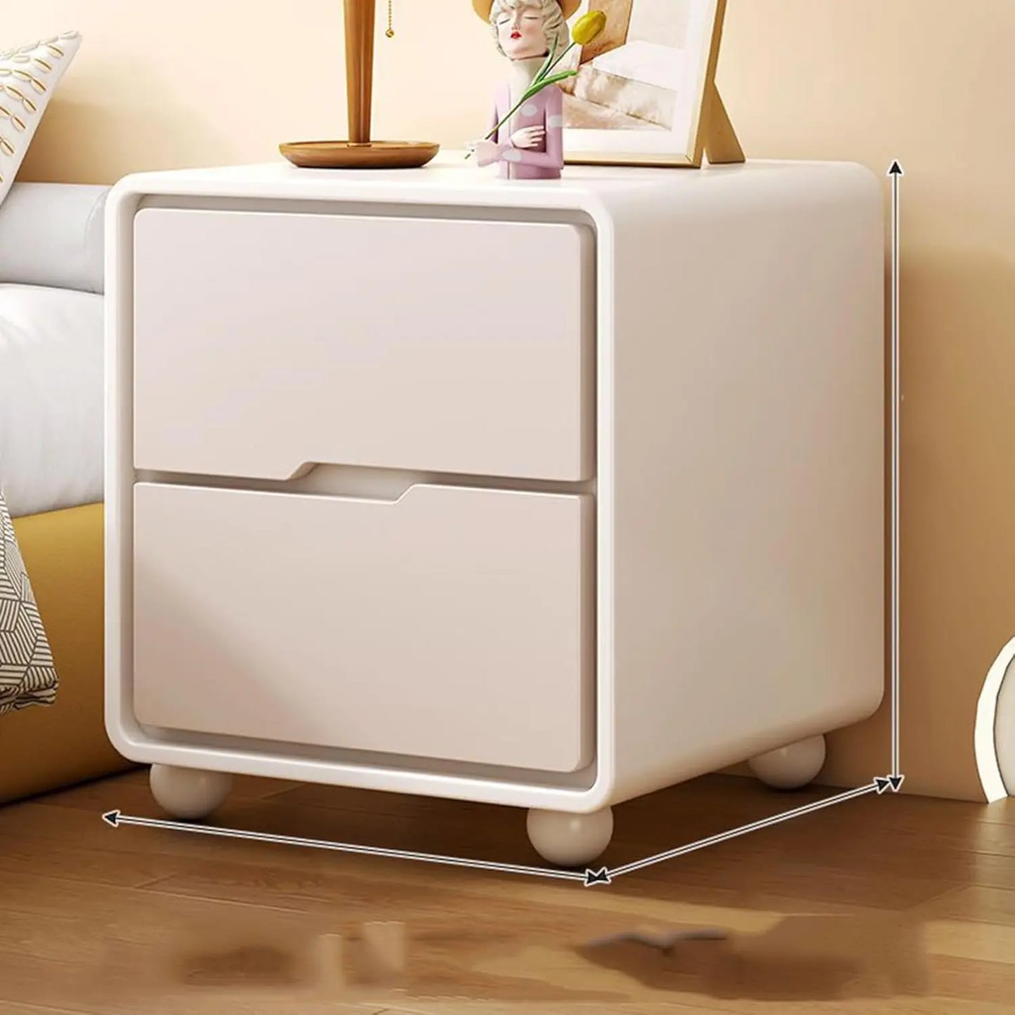 RAVEN Modern Cream Style Nightstand - 18.9'' Wide Light Luxury Bedside Cabinet