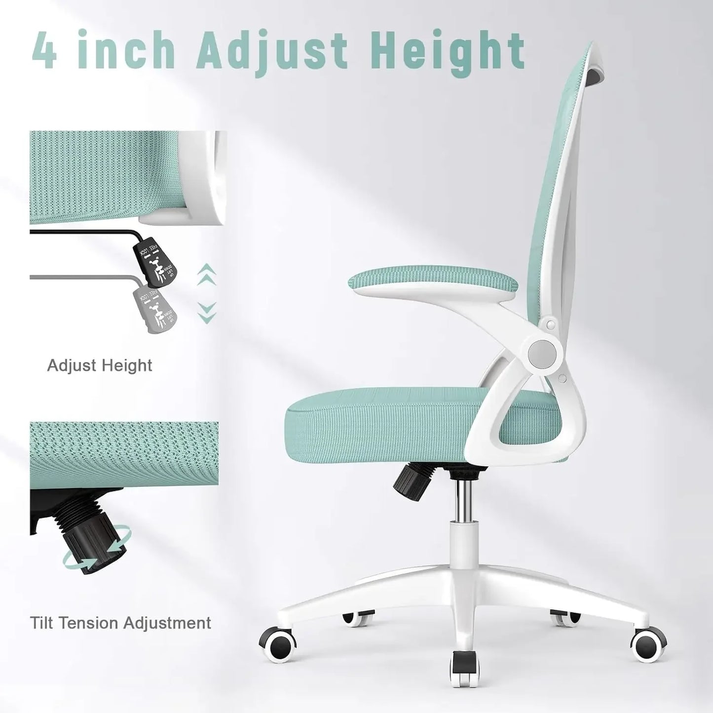 DJIBOUTI Ergonomic Office Chair with Adjustable Height Lumbar Support - 24" W