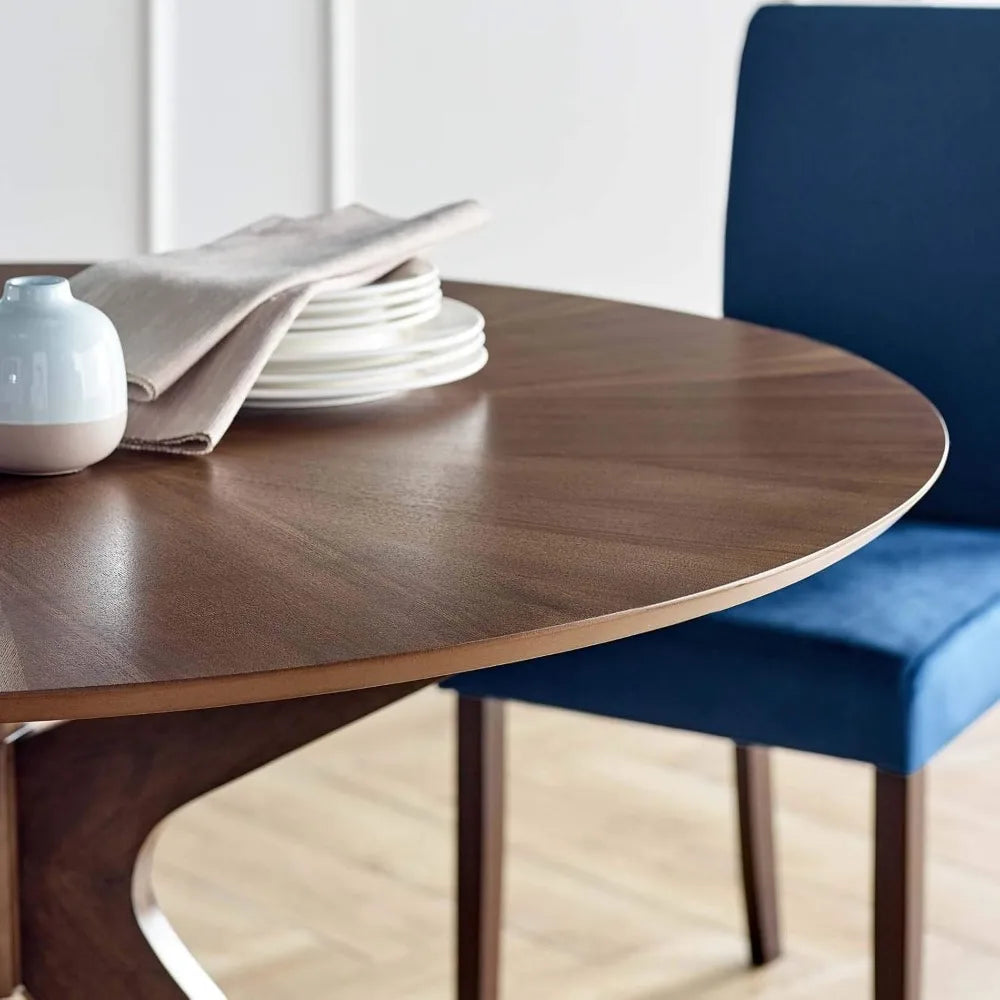 RHYS Mid-Century Modern Round Wood Dining Table - Walnut 47"W