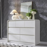 JANE Modern 47" Wide Wooden Dresser with Curved Profile - Mid Century Chest of Drawers