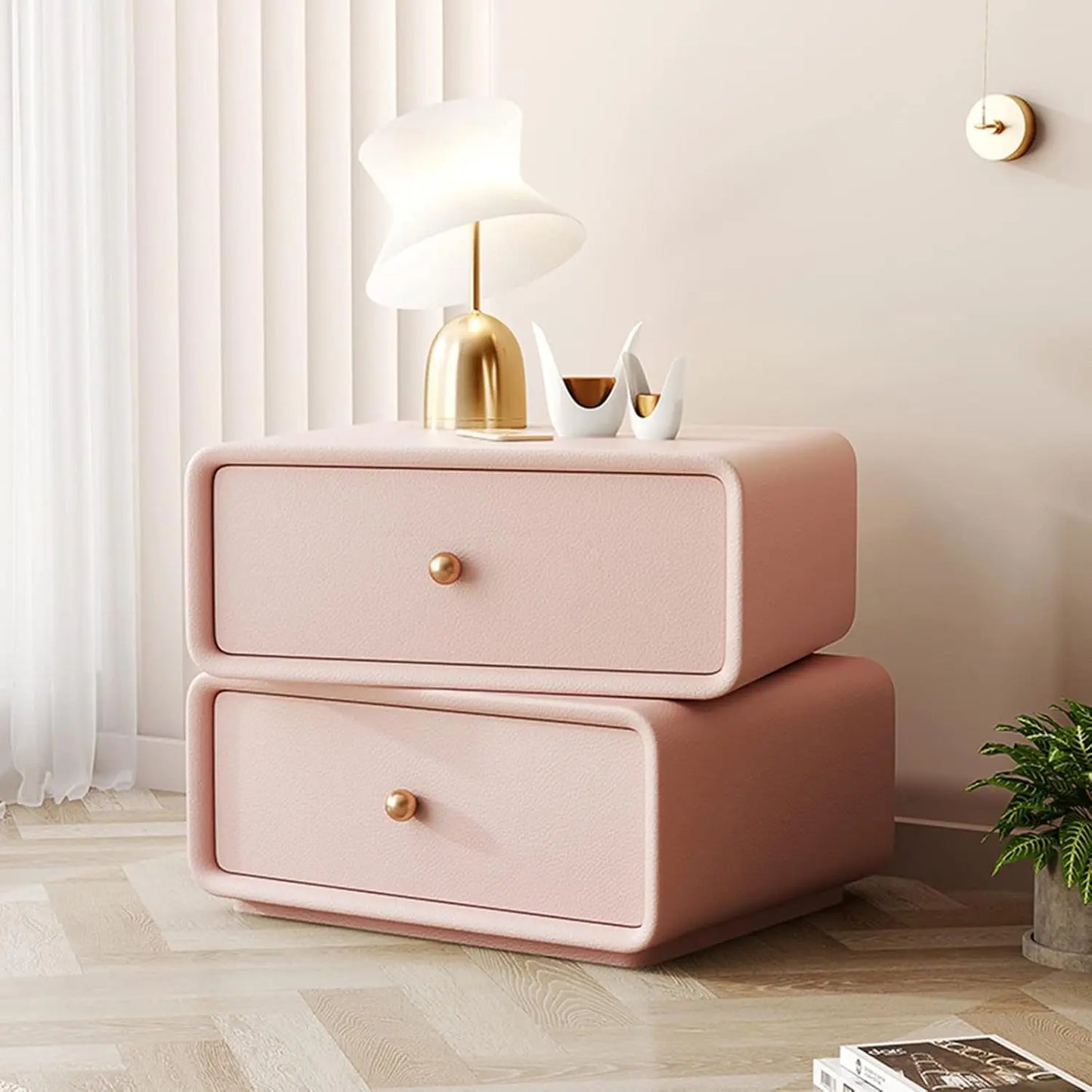 LOGAN Modern Cream Rotatable Wooden Nightstand - 19.69''