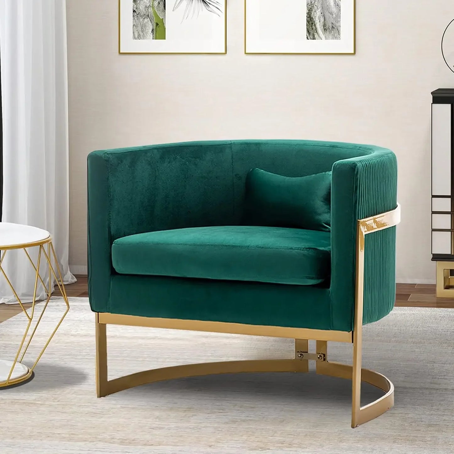 MICAH Brown Faux Leather Barrel Accent Chair – Modern Upholstered Armchair - 31" W