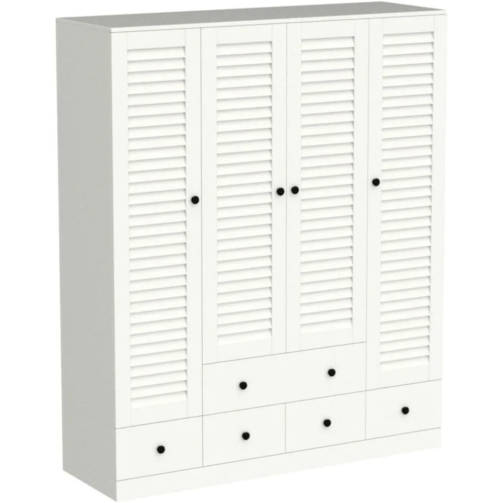 ALAYAH Wide Wooden Storage Closet with Drawers & Shelves