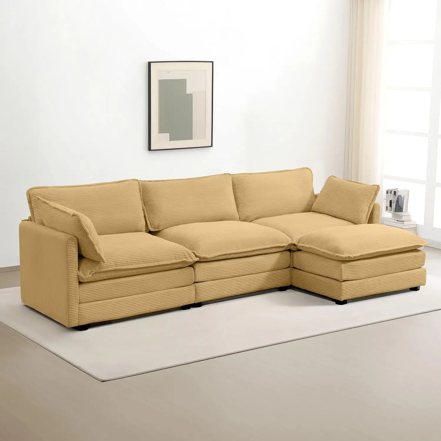 ALANA Velarno Corduroy Oversized Modular L-Shaped Sectional Sofa – Modern Style – 112.2"W