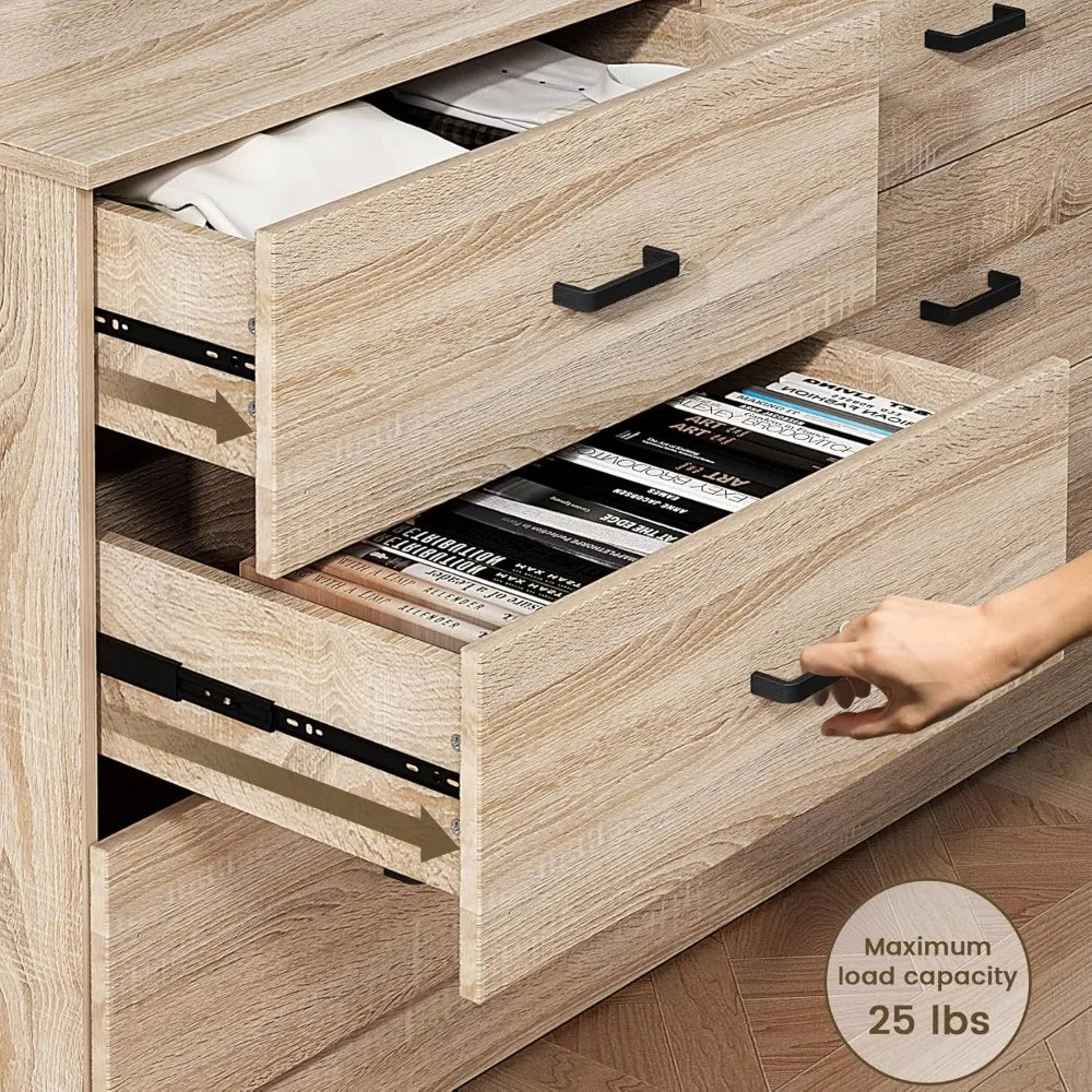 LUCILLE Modern Wood Dresser for Bedroom - 47.24'' Wide, 6 Drawers Storage Cabinet