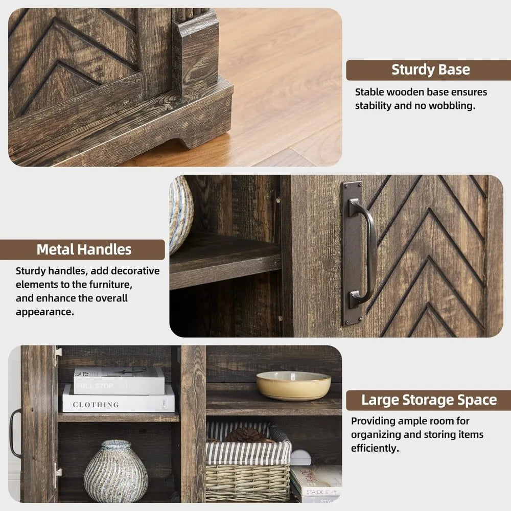JOSE Farmhouse TV Stand with Barn Doors - 58" W