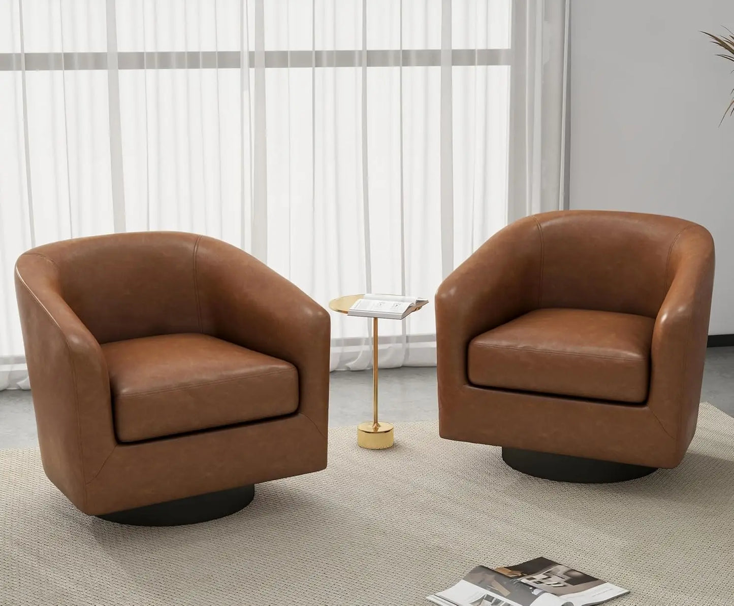 VINCENT Swivel Barrel Accent Chairs Set of 2 – Modern Armchair - 28.79" W